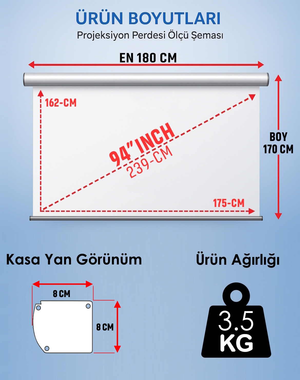 Manuel En 180 cm Boy 170 cm Yeni Akıllı Kumaş Teknolojisi Işık Geçirmez Projeksiyon Perdesi